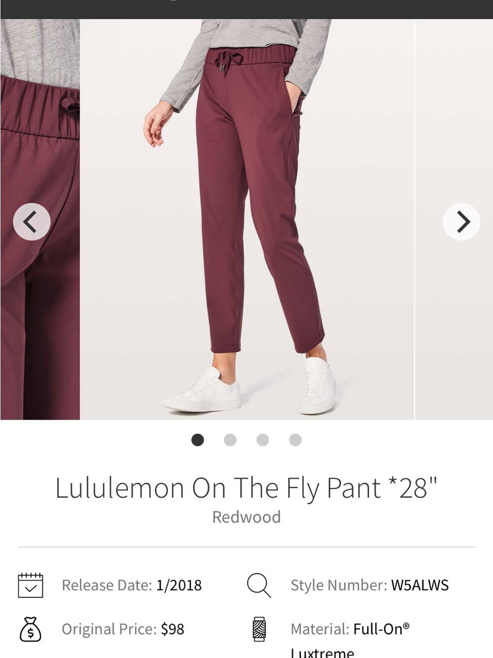 lululemon athletica On The Fly Pants in Redwood (Burgundy)